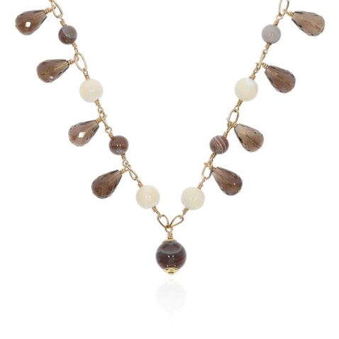 Naja Gemstone Mother Of Pearl Necklace Heidi Kjeldsen Jewellers NL1241 white