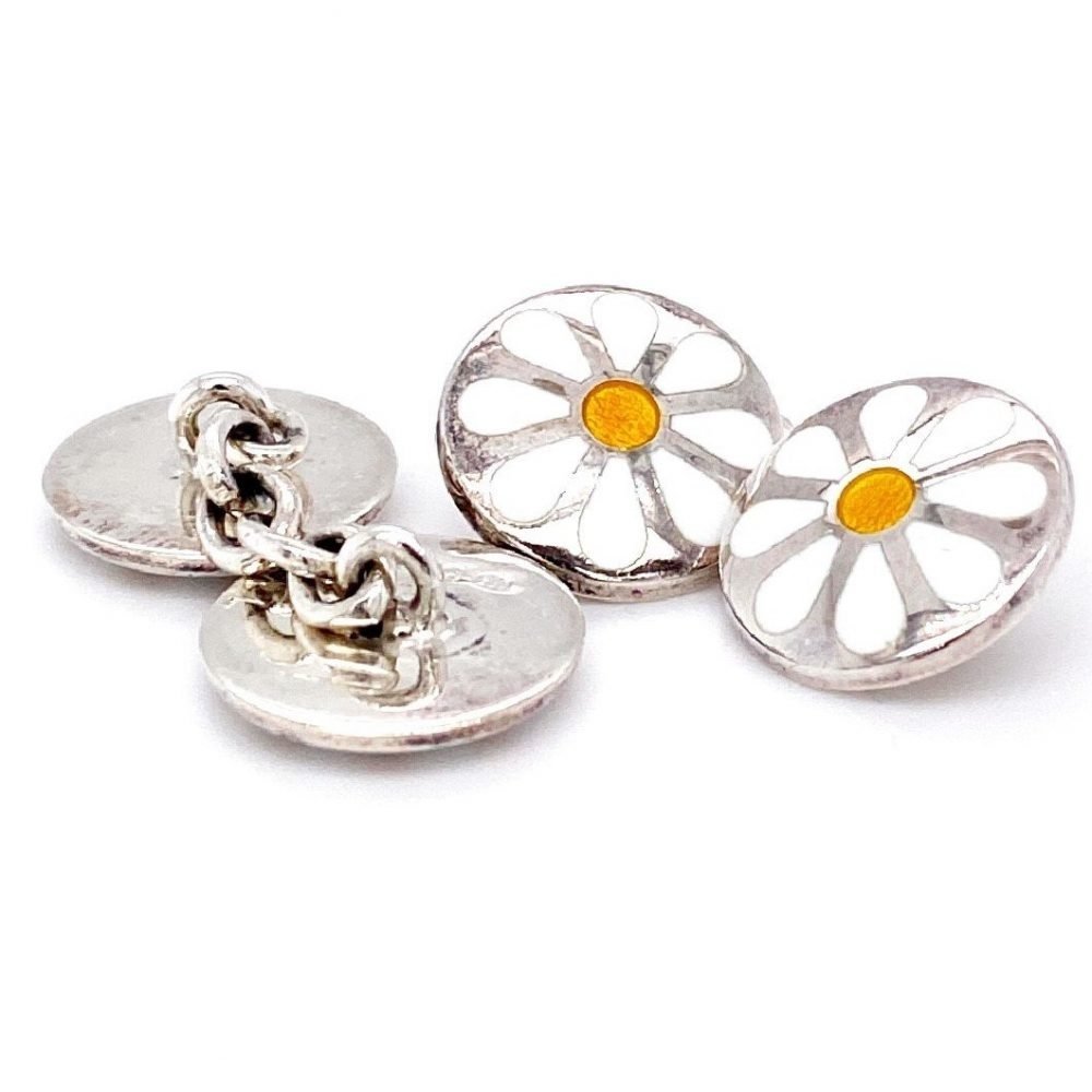 Stylish Daisy handmade sterling silver cufflinks by Heidi Kjeldsen Jewellery CL0227 A