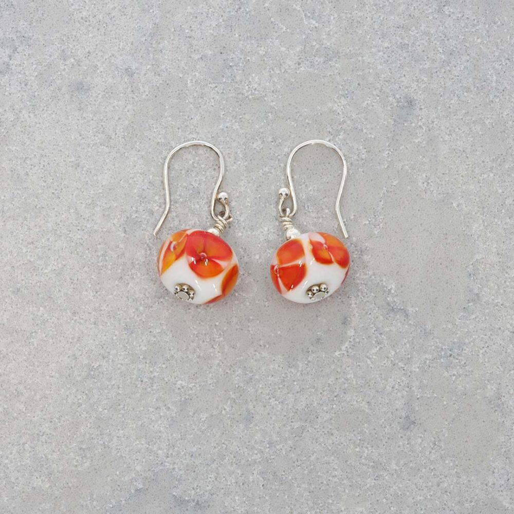 Heidi Orange Floral Murano Glass Heidi Kjeldsen jewellery ER2406 still