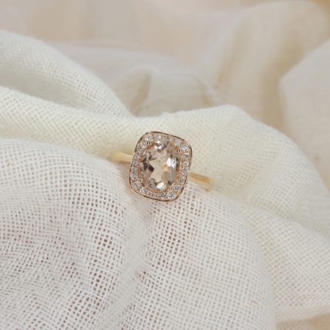 Morganite and Diamond Rose Gold Cluster Ring by Heidi Kjeldsen Jewellery R1623 white