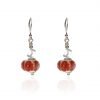 Red orange glass and sterling silver drop earrings by Heidi Kjeldsen ER2406 Front