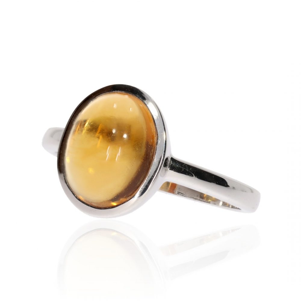 Warm Citrine Cabochon and White Gold Ring by Heidi Kjeldsen Jewellery R1562 Side View