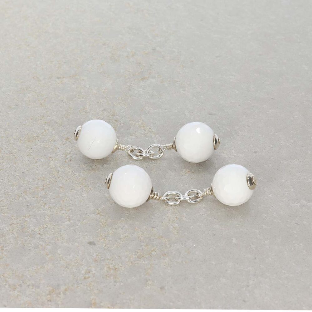White Agate and Sterling Silver Cufflinks by Heidi Kjeldsen Jewellery CL294 still