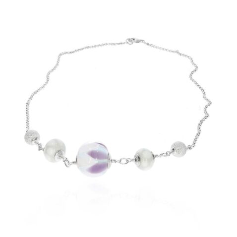 Heidi Grey Lilac Glass Stardust Necklace Heidi Kjeldsen Jewellers NL1261 white