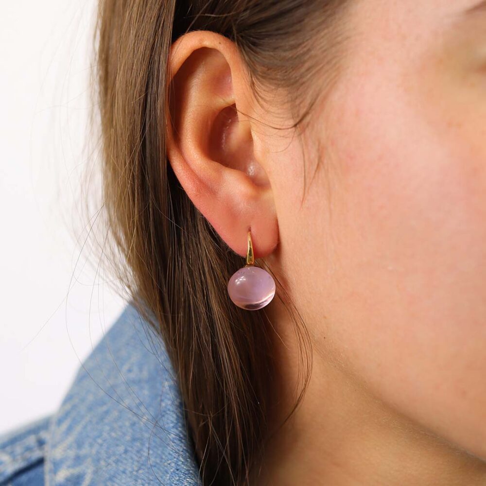 Heidi Kjeldsen Jewellery Pink Quartz Drop Earrings ER1826 model1