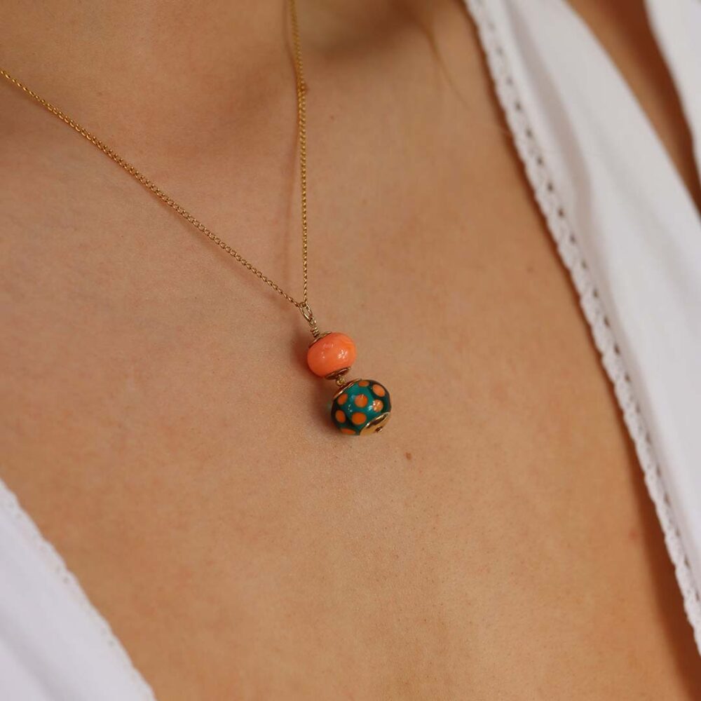 Heidi Orange Green Glass Pendant Heidi Kjeldsen Jewellers P1419