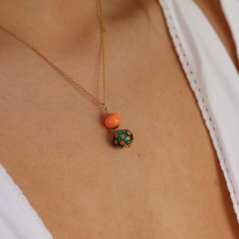 Heidi Orange Green Glass Pendant Heidi Kjeldsen Jewellers P1419