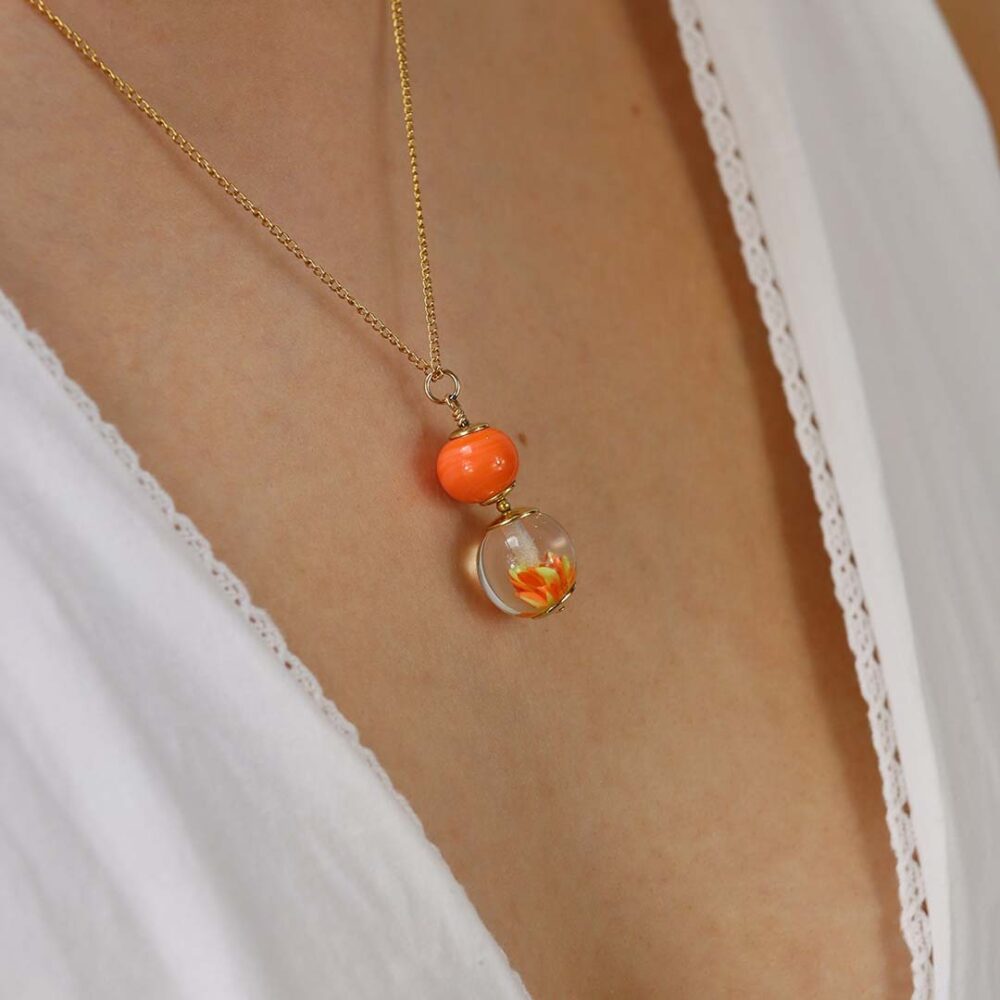 Heidi Orange Implosion Glass Pendant Heidi Kjeldsen Jewellers P1415