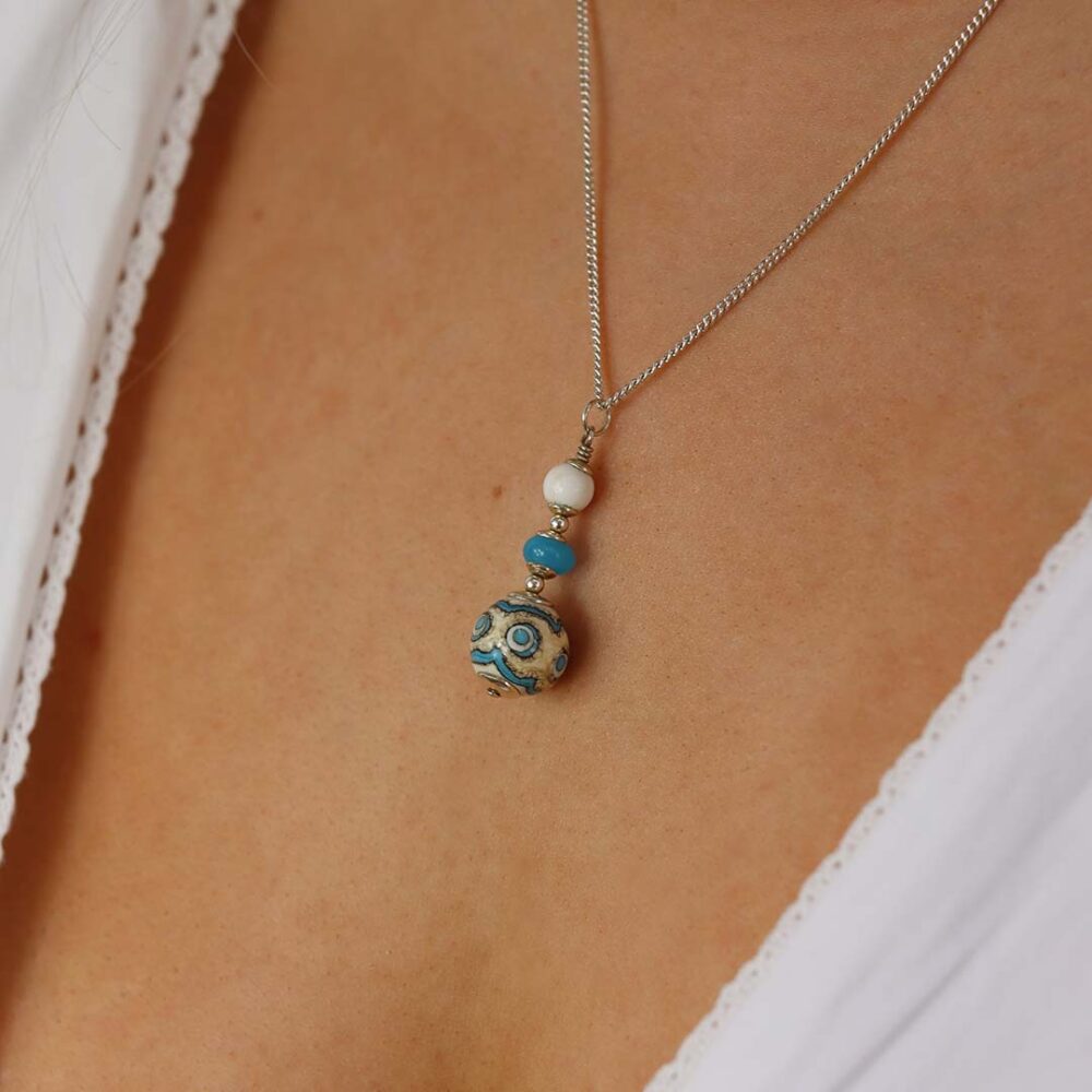 Heidi Turquoise Blue Glass Pendant Heidi Kjeldsen Jewellers P1414
