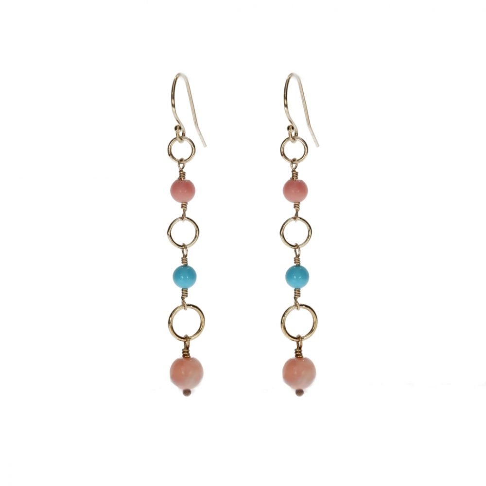 Delightful Turquoise and Pink Drop Earrings by Heidi Kjeldsen Jewellers ER2514 front