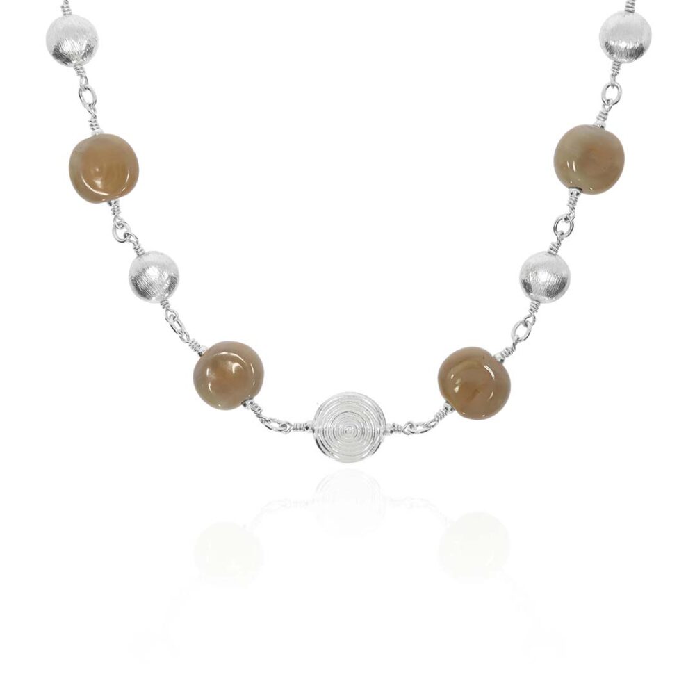 Naja Khaki Murano Glass Necklace Heidi Kjeldsen Jewellery white NL1263