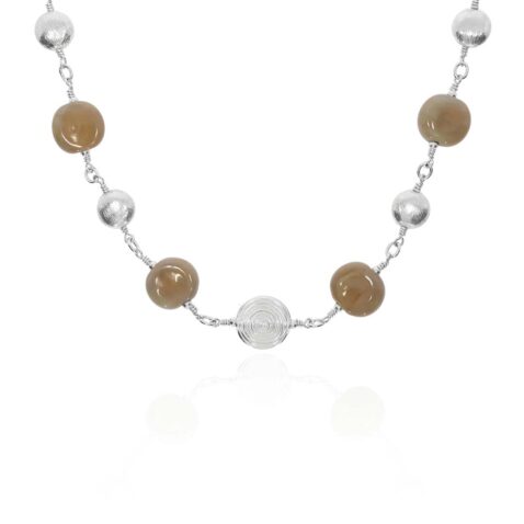 Naja Khaki Murano Glass Necklace Heidi Kjeldsen Jewellery white NL1263