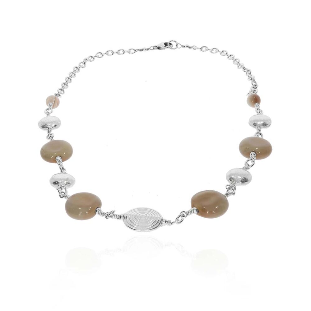 Naja Khaki Murano Glass Necklace Heidi Kjeldsen Jewellery white1 NL1263