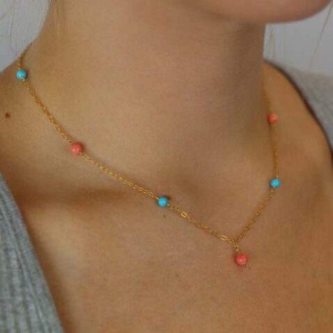 Naja Turquoise Coral Necklace Heidi Kjeldsen Jewellers NL1268 model