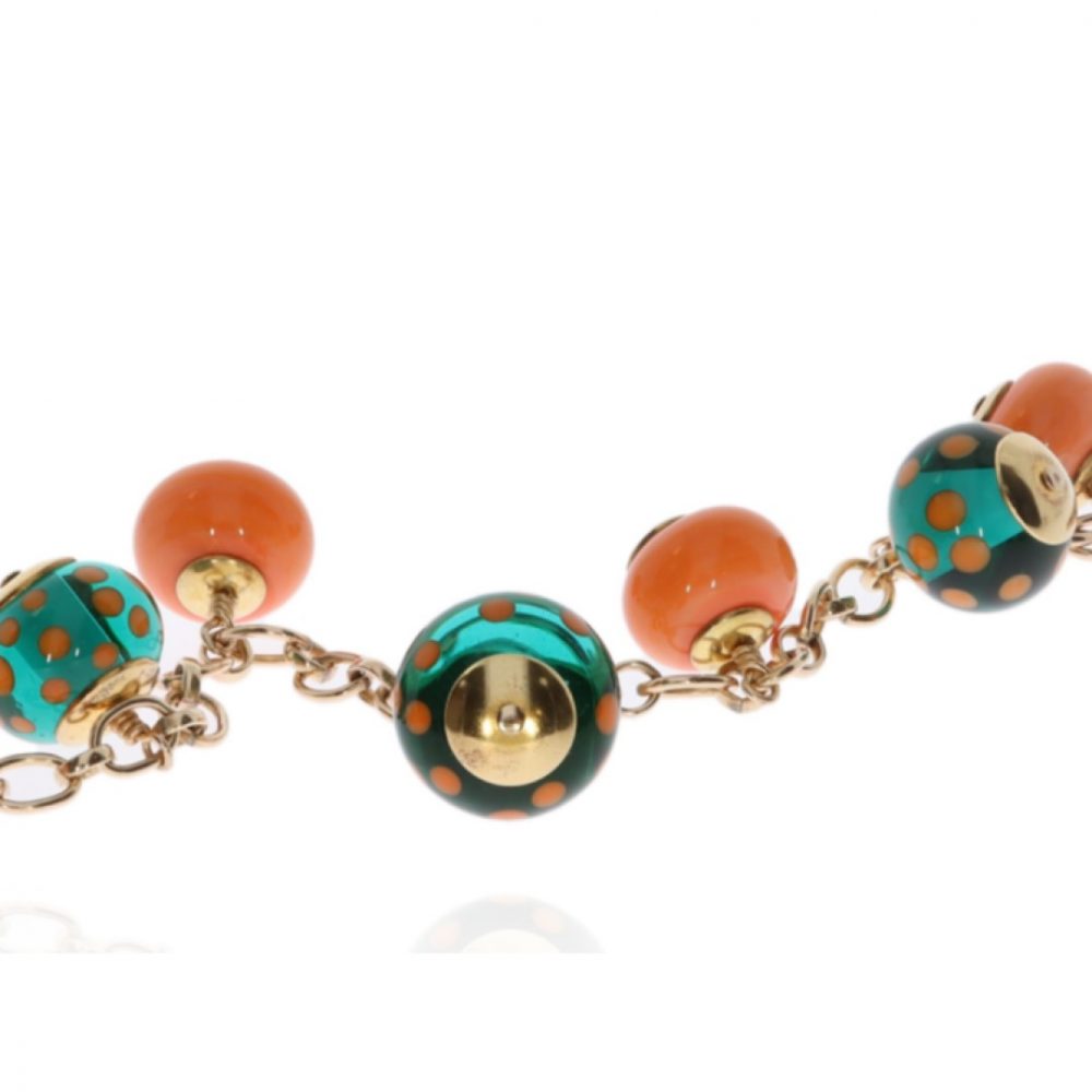 Orange and Teal Dotty Murano Glass Bracelet By Heidi Kjeldsen jeweller BL1367 zoom