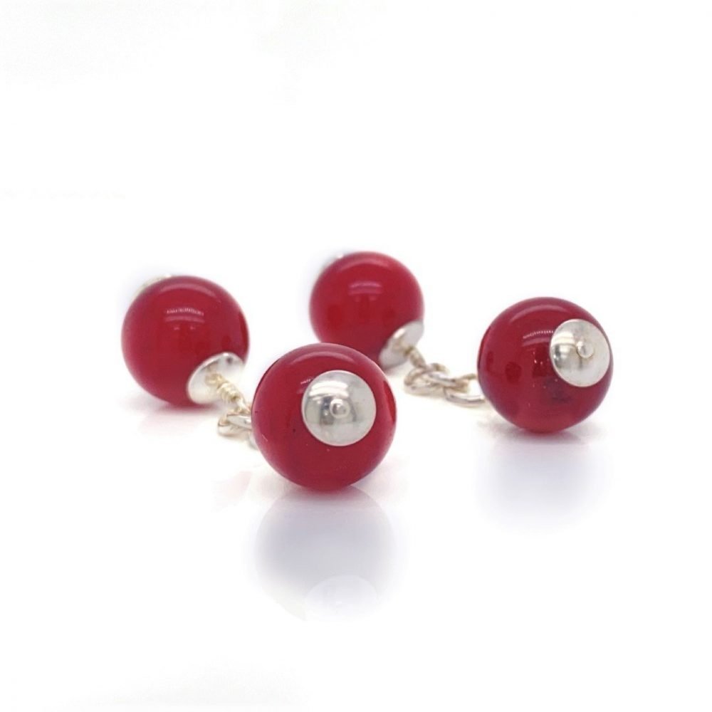 Red Agate and Sterling Silver Gemstone Cufflinks By Heidi Kjeldsen Jewellery CL291 end view