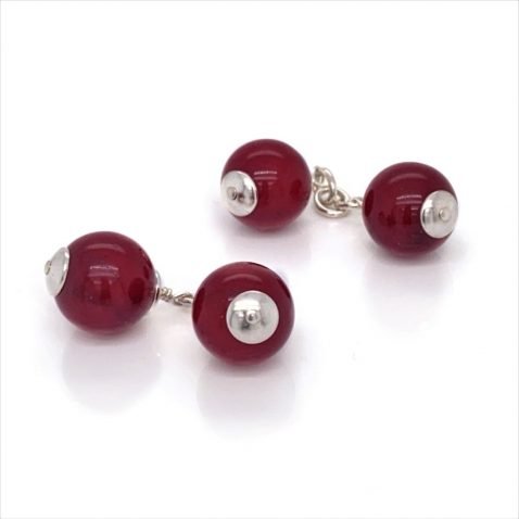 Red Agate and Sterling Silver Gemstone Cufflinks By Heidi Kjeldsen Jewellery CL291 side view