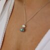 Heidi Handmade White and Turquoise Glass Pendant Heidi Kjeldsen Jewellers P1420