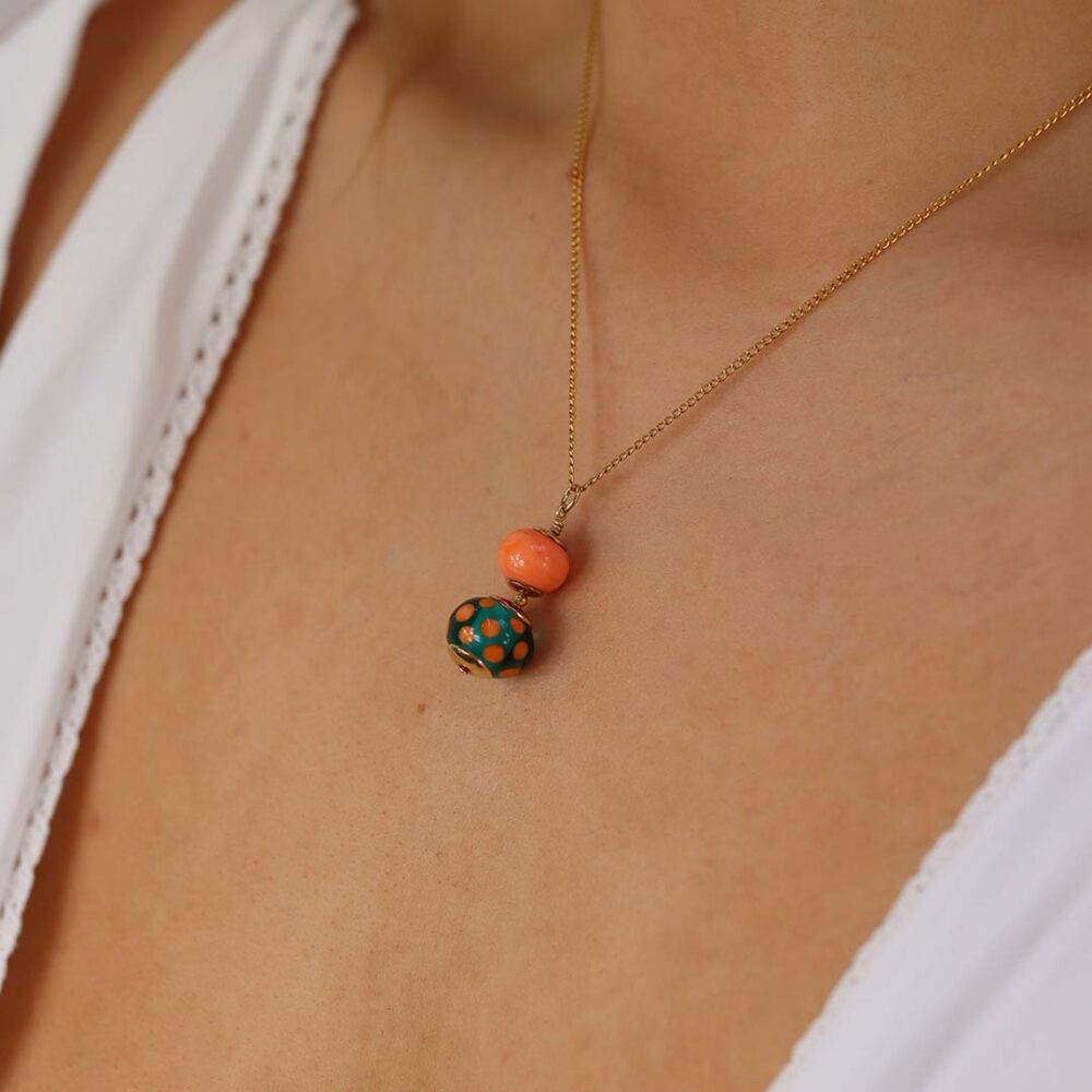 Heidi Orange Green Glass Pendant Heidi Kjeldsen Jewellers P1429