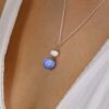 Heidi Pale Blue and White Spotted Glass Pendant Heidi Kjeldsen Jewellers P1418