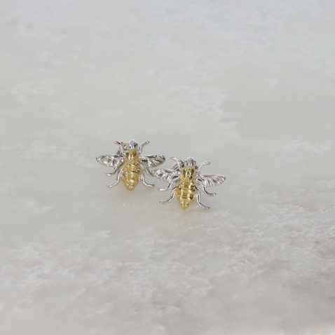 Gold Plated Silver Bee Earrings By Heidi Kjeldsen Jewellery ER2404 Still