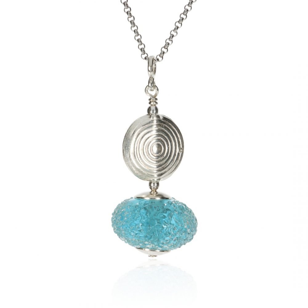 Silver and Frosted Glass Pendant By Heidi Kjeldsen P1338 Front
