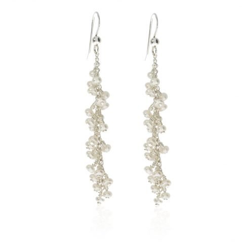 White seed pearl drop earrings by Heidi Kjeldsen Jewellery ER4734 Front View