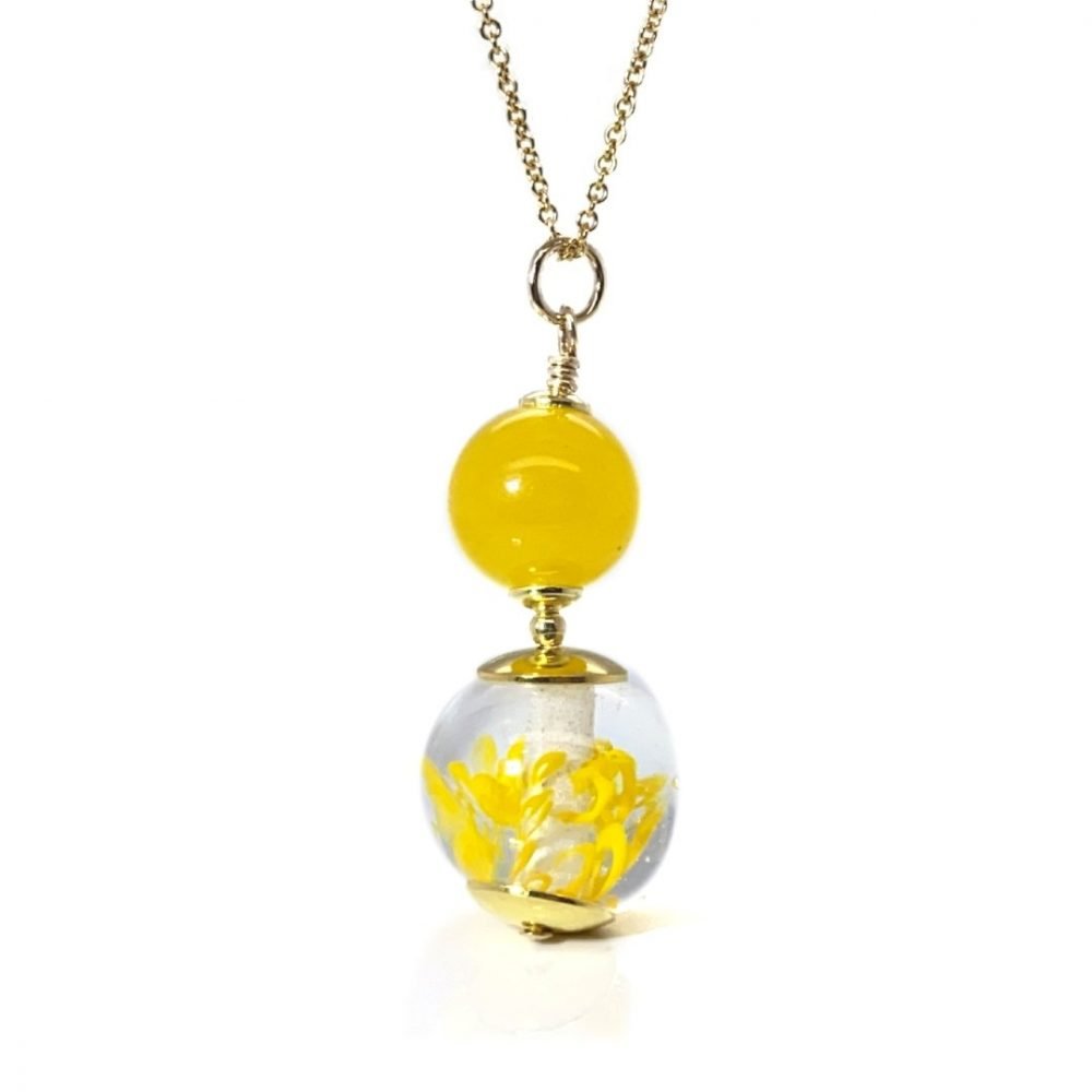 Yellow Agate and Murano Glass Pendant by Heidi Kjeldsen Jewellery P1417 front view