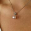 Alma Pink South Sea Pearl and Diamond Pendant Heidi Kjeldsen Jewellery NL1276 Model