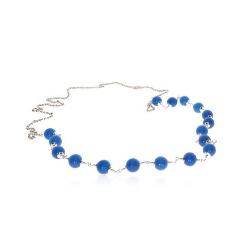 Blue Agate and Silver necklace by Heidi Kjeldsen jewellery NL1287 flat view