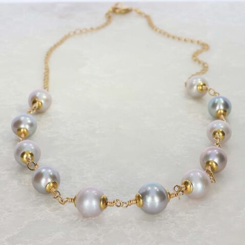 Grete Grey Cultured Pearl Gold Filled Necklace By Heidi Kjeldsen Jewellers NL1293 still
