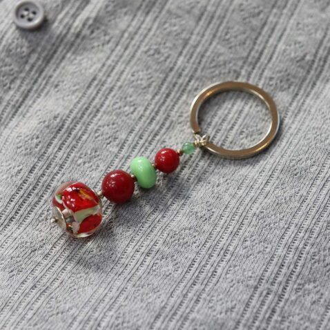 Heidi Aventurine and Glass Keyring Heidi Kjeldsen Jewellers KR0013