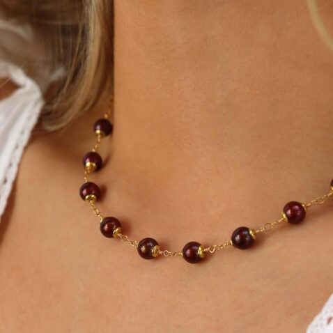 Heidi Cranberry Cultured Pearl Necklace Heidi Kjeldsen Jewellers NL1292