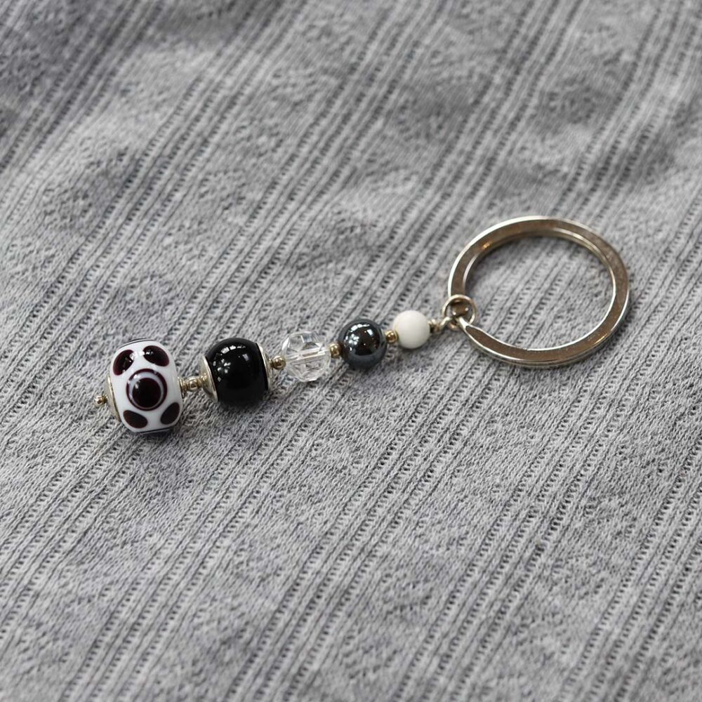 Heidi Gemstone and Glass Keyring Heidi Kjeldsen Jewellers KR0004