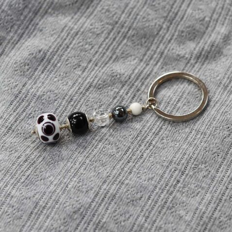 Heidi Gemstone and Glass Keyring Heidi Kjeldsen Jewellers KR0004