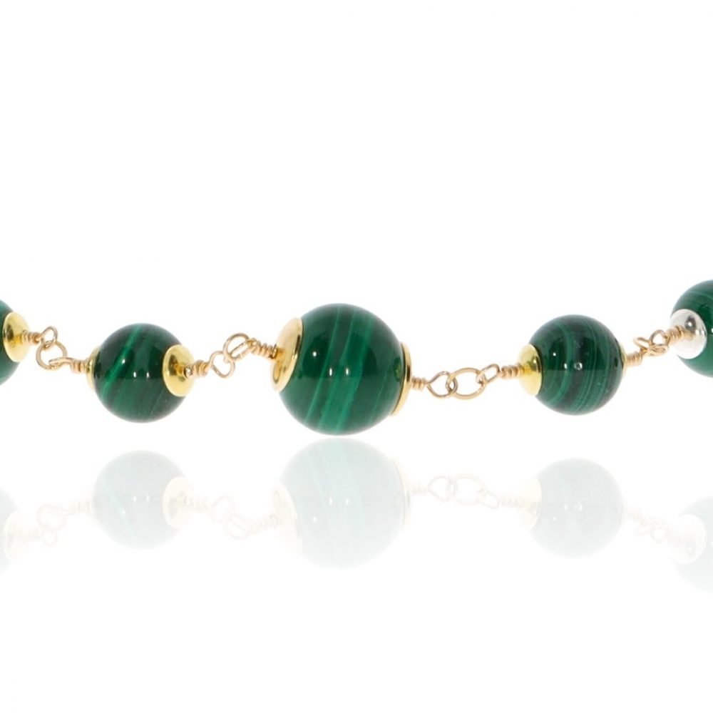 Malachite and Gold Filled Necklace by Heidi Kjeldsen jewellery NL1294 Up Close View