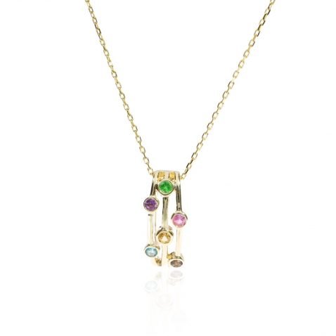 Multi-gemstone and Gold "Bubble" pendant by Heidi Kjeldsen Jewellery P1430 Front