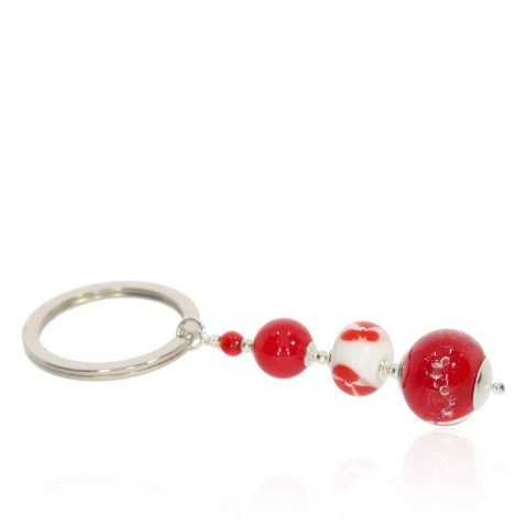 Red Agate and Murano Glass Keyring By Heidi Kjeldsen Jewellers KR0009