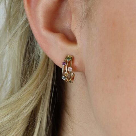 Trine Yellow Gold Bubble Earrings Heidi Kjeldsen Jewellery ER2516 model (1)