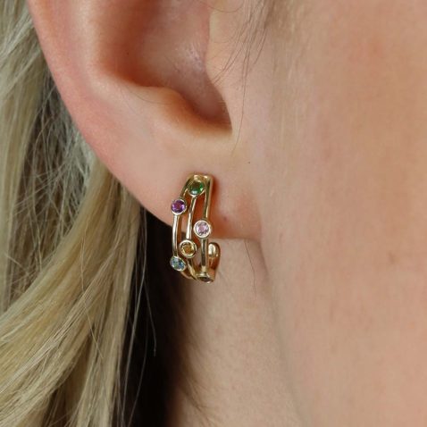 Trine Yellow Gold Bubble Earrings Heidi Kjeldsen Jewellery ER2516 model (3)