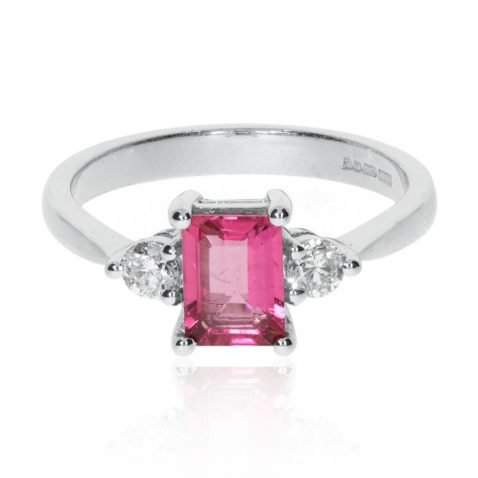 Stylish Pink Tourmaline and Diamond Ring by Heidi Kjeldsen Jewellers CS0400 front