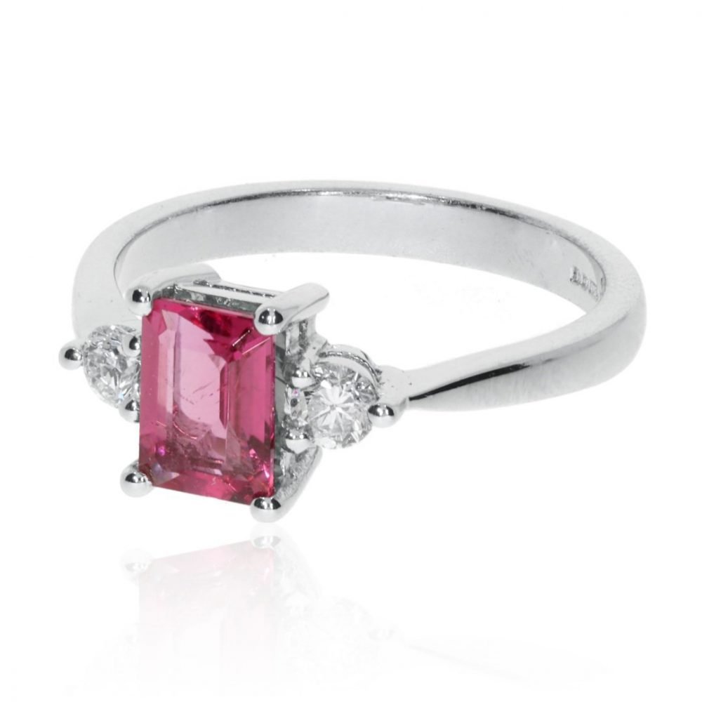 Stylish Pink Tourmaline and Diamond Ring by Heidi Kjeldsen Jewellers CS0400 side