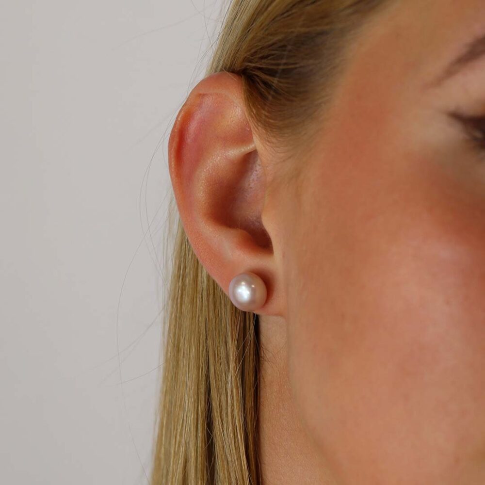 Pink Cultured Pearl Earrings Heidi Kjeldsen Jewellery Model ER2068