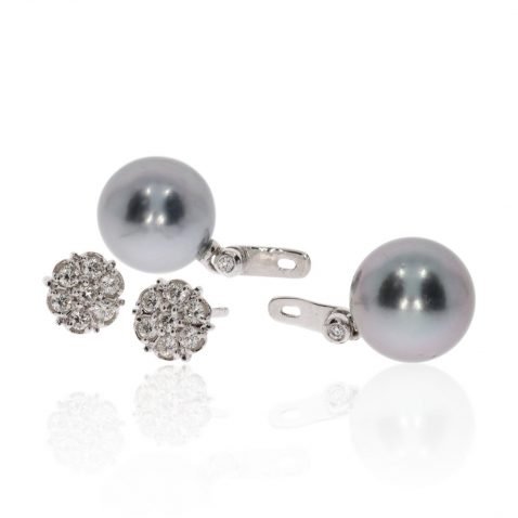Diamond and Tahitian Pearl Earrings By Heidi Kjeldsen Jewellery ER4741 Side View