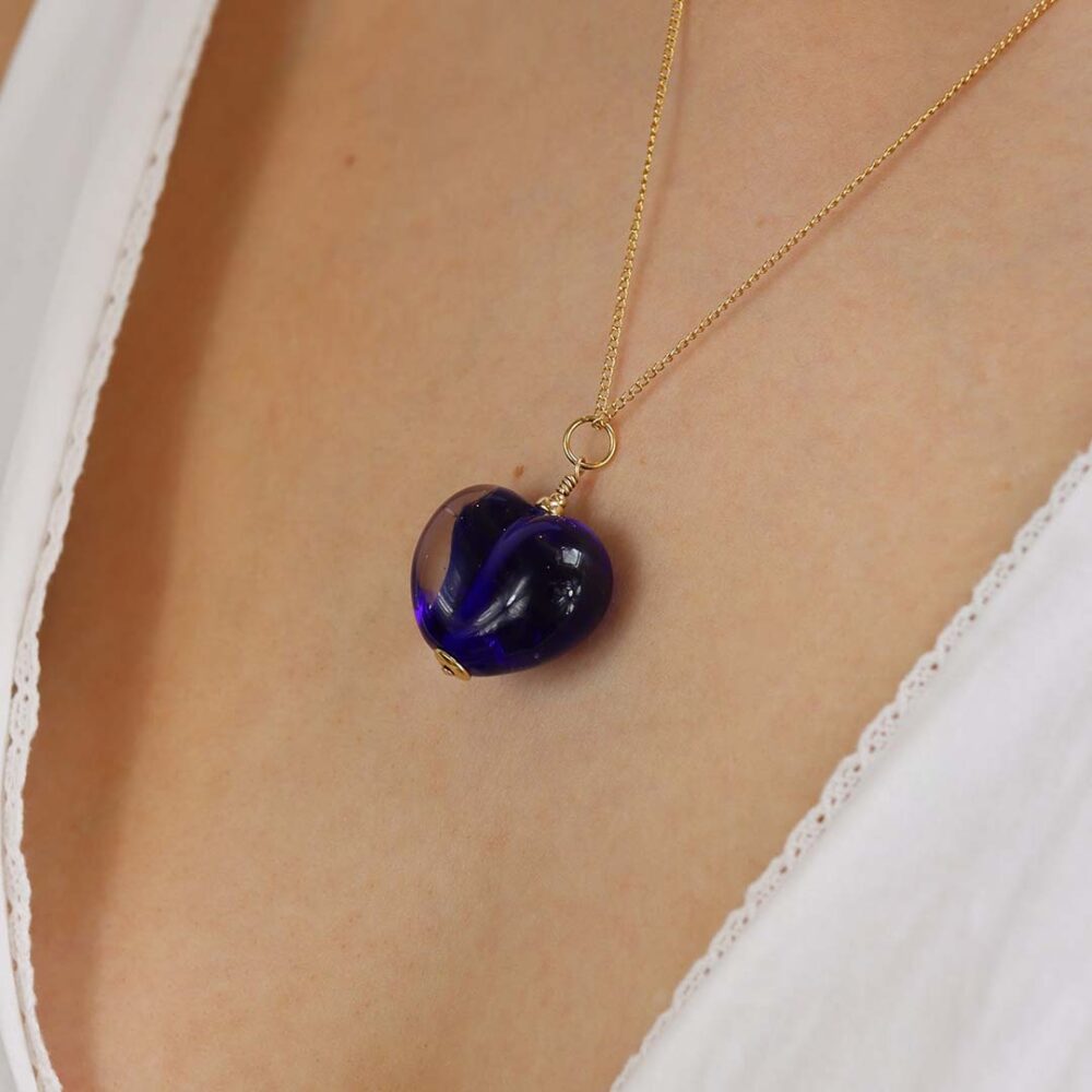 Heidi Blue Glass Heart Pendant Heidi Kjeldsen Jewellers P1437