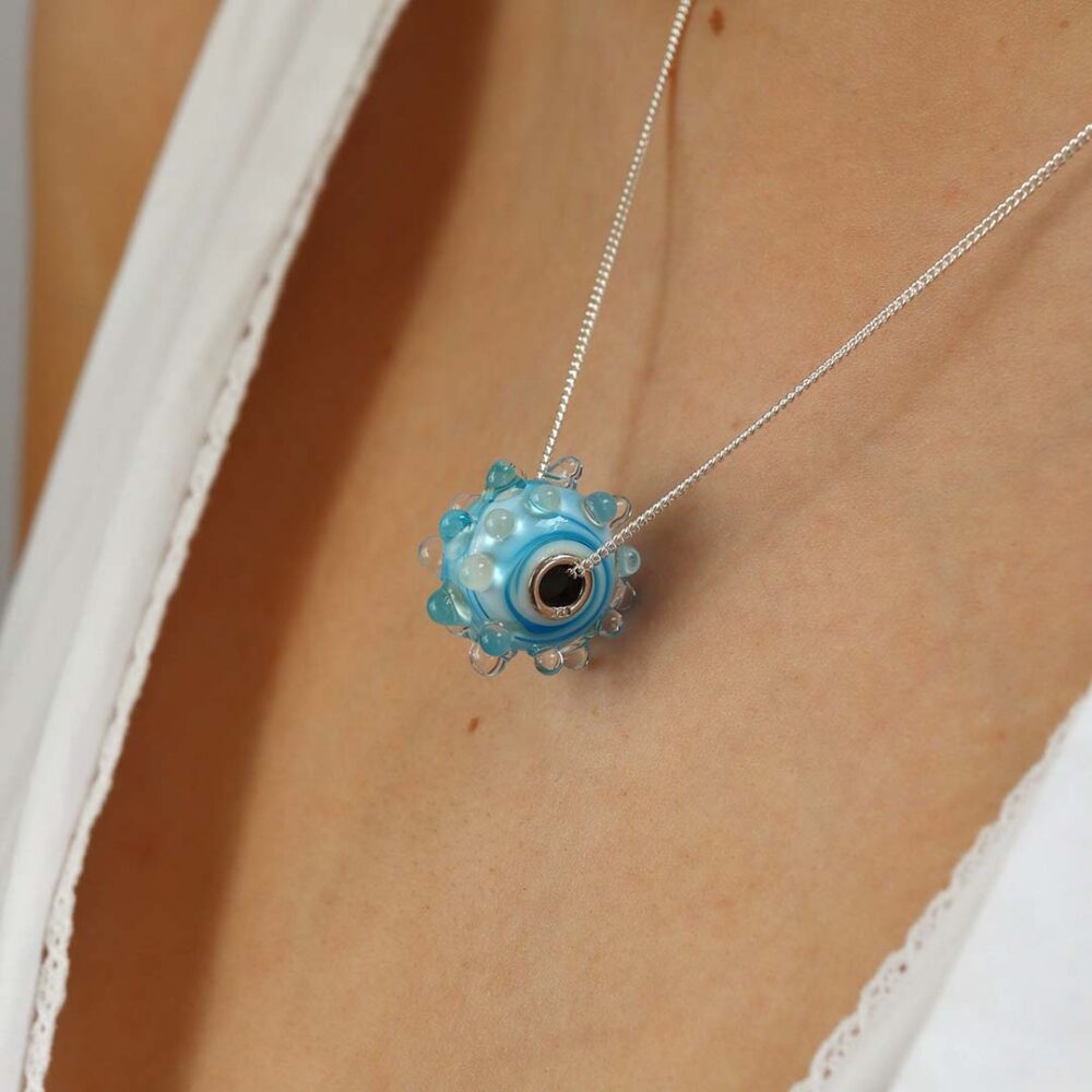 Heidi Blue Raised Dot Glass Pendant Heidi Kjeldsen Jewellers P1102