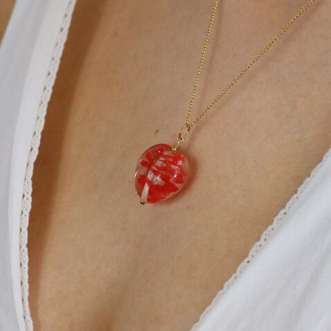 Heidi Filigrana Glass Heart Pendant Heidi Kjeldsen Jewellers P1438