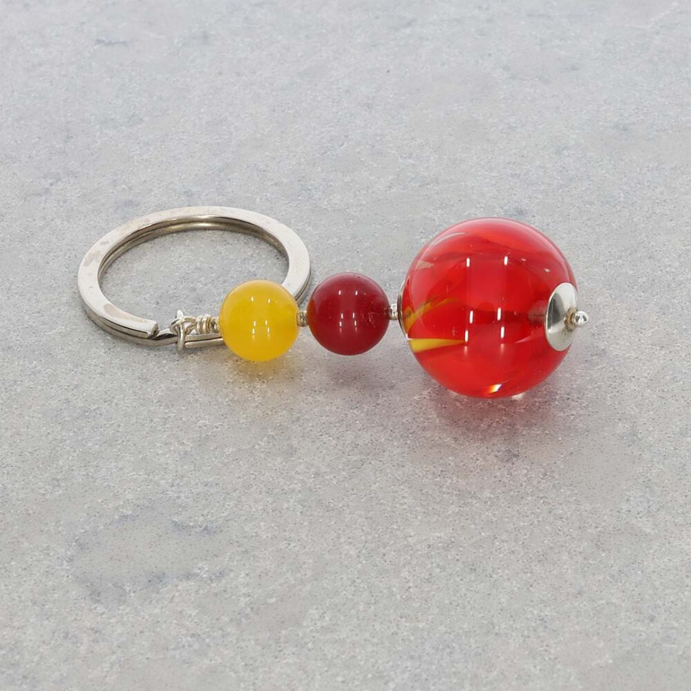 Heidi Red Agate Floral Glass Keyring Heidi Kjeldsen Jewellers KR0018 stilll