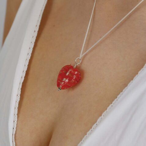 Heidi Red Glass Heart Pendant Heidi Kjeldsen Jewellers P1436