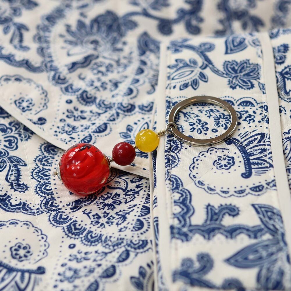 Heidi Red Glass and Gemstone Keyring Heidi Kjeldsen Jewellers KR0018